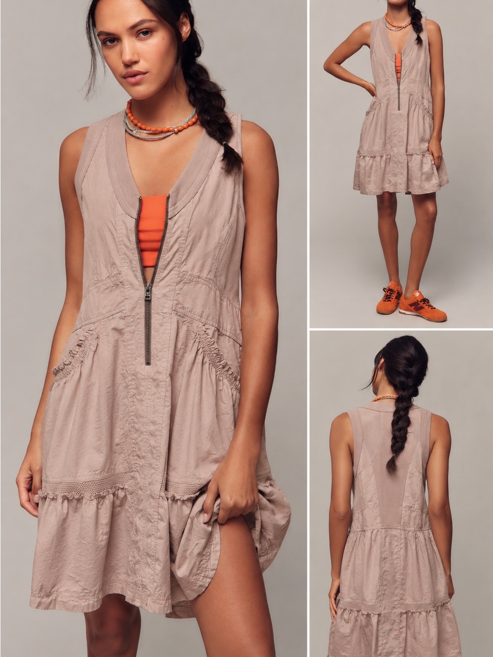 Anthropologie Daily Practice Trek Utility Mini Dress Blush Pink Size M